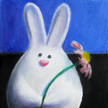 Oil pastel painting: Love Bunny